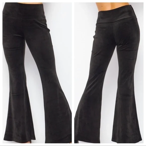06 Modern Velour Must Have Black Bell Bottoms pants - Picture 3 of 5